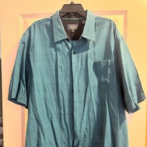 VTG Nat Nast Silk Cotton Blue Black Plaid Camp Shirt XXL